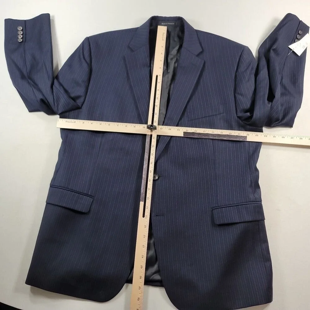 LRL Ralph Lauren Blazer Mens 46R 46 Navy‎ Blue Stripe Suit Jacket